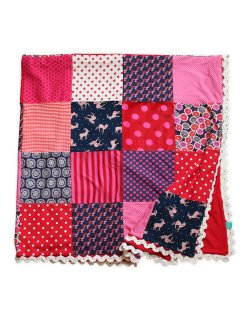 Tppe - Kvadratisk Offwhite/Bl/Rd/Pink patchworktppe